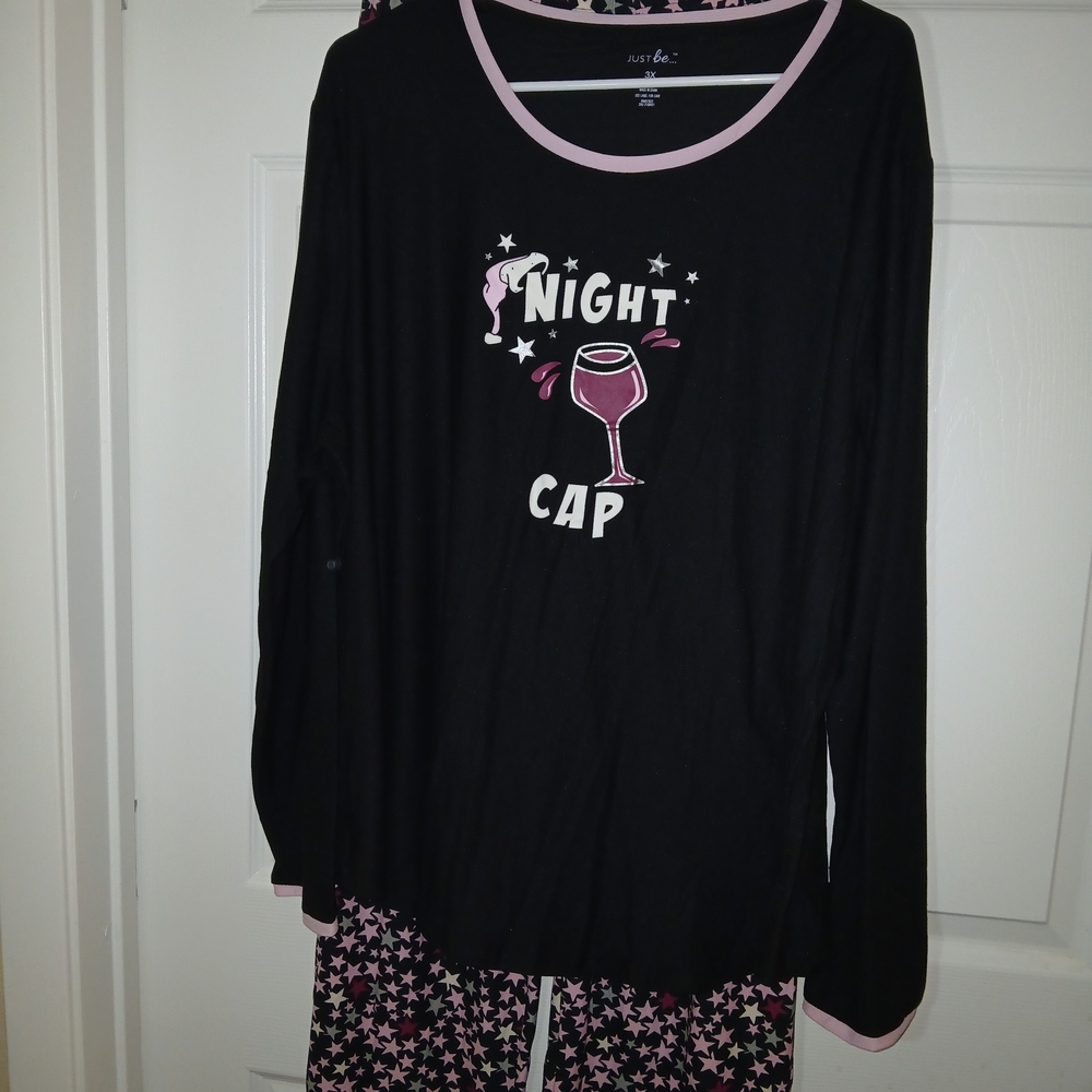 Just Be Black and Pink Starry Woman's Pajama Set